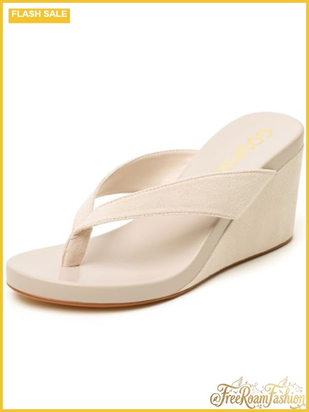 Faux Suede Wedge Flip Flops Open Toe Platform Sandals Slip On